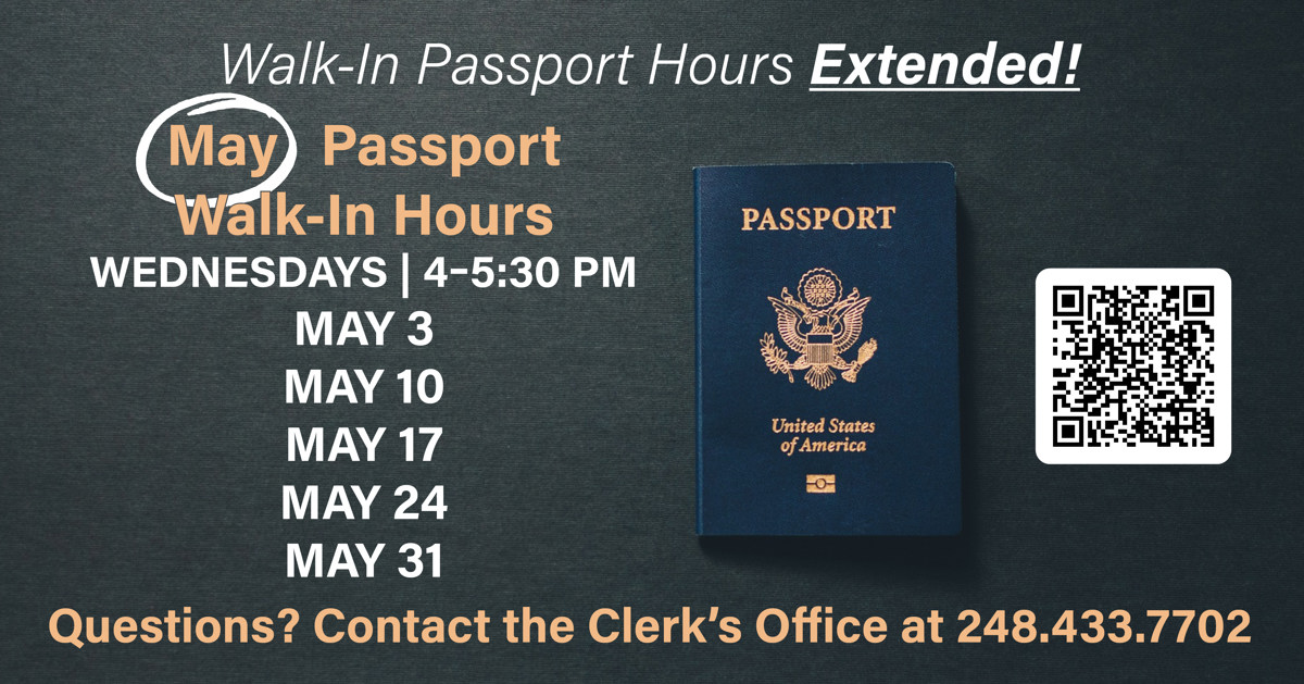 Featured image of Due to Popular Demand, Clerk's Office Extends Walk-In Passport Hours Into May, 2023