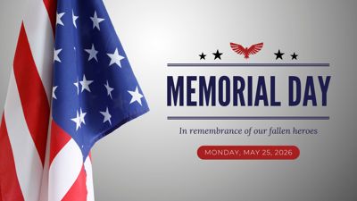 Township Offices closed on Monday, May 25, 2026 In Observance of Memorial Day