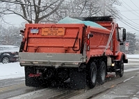 Snow plow with salt