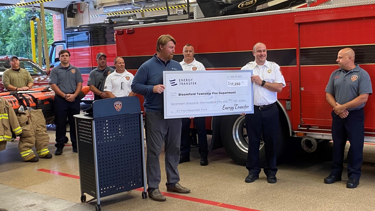 Featured image of Bloomfield Township Fire Department Awarded from Energy Transfer - August 2023