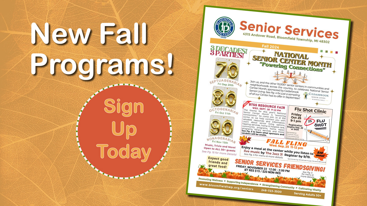 Featured image of Registration is Now Open For Fall Programs at the Senior Center