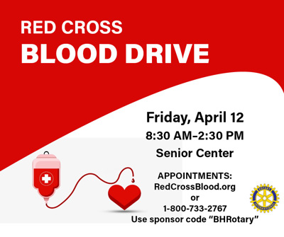 Blood Drive at the Senior Center April 12th, 2024